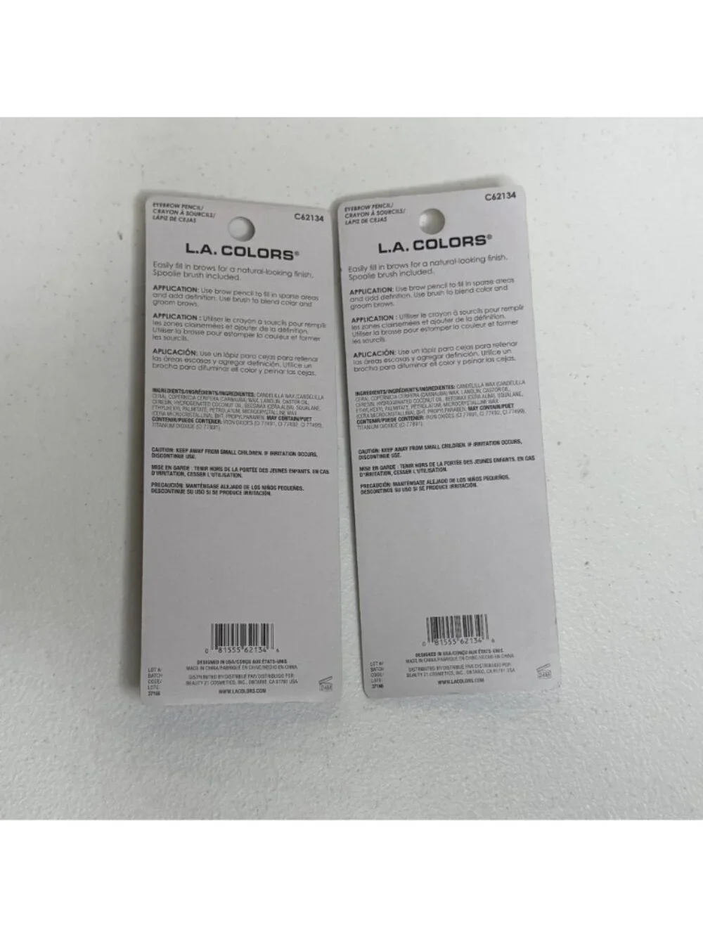 LA Colors Brow Pencil Duo Dark Brown With Spoolie Eyebrow Pencil 2 Pack New